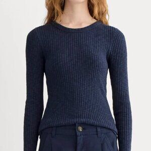 Everlane The Cozy Rib Long-Sleeve Tee  SZ S Navy